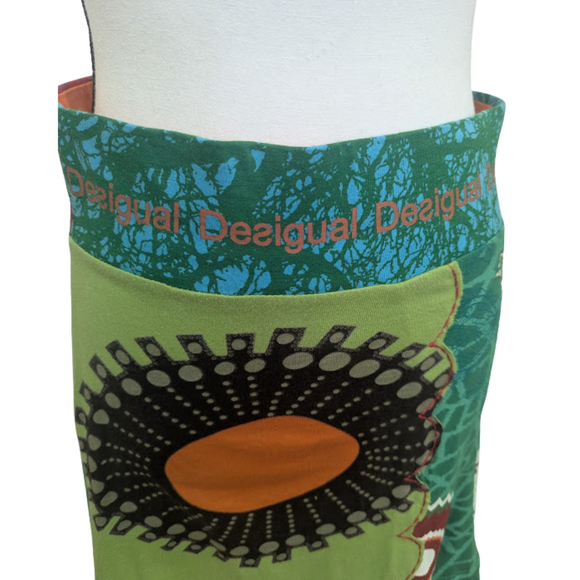 Desigual Boho Art Print Skirt XS Colorful Cotton A-Line Statement Cottagecore - Picture 2 of 14